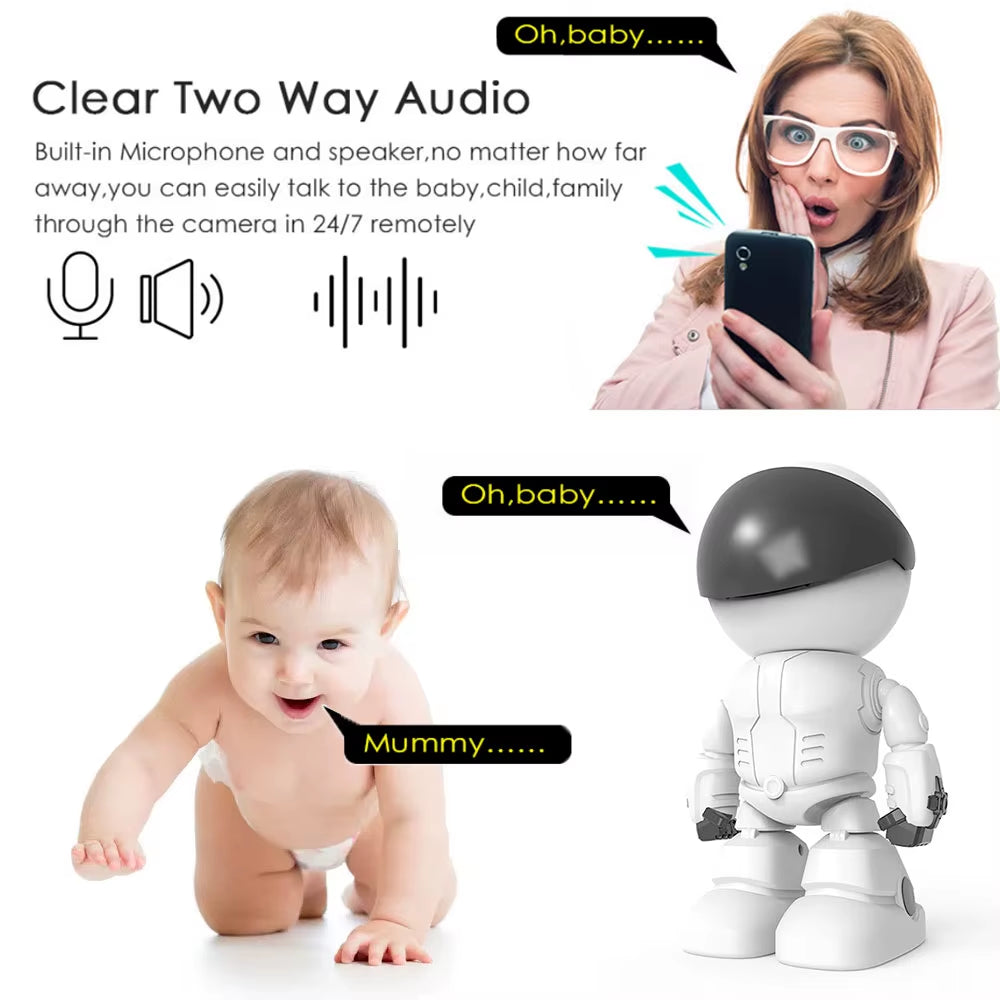 Baby Camera 1080P HD Wireless Smart Baby Monitor Wifi IP ROBOT Camera Audio Video Record Surveillance Home Security
