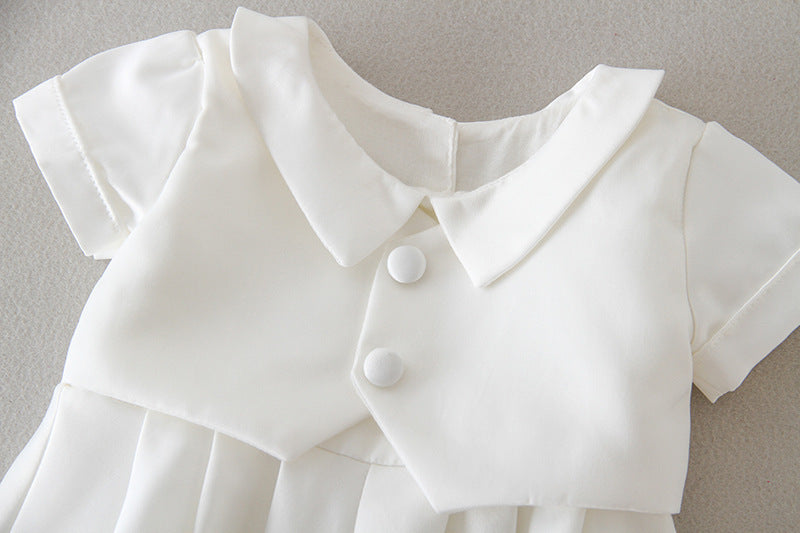 Baby Boy White Formal Outfit with Hat – Christening, Baptism, or Birthday Party Two-Piece Suit