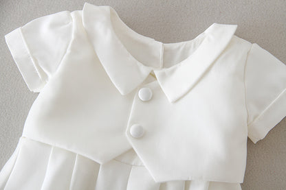 Baby Boy White Formal Outfit with Hat – Christening, Baptism, or Birthday Party Two-Piece Suit