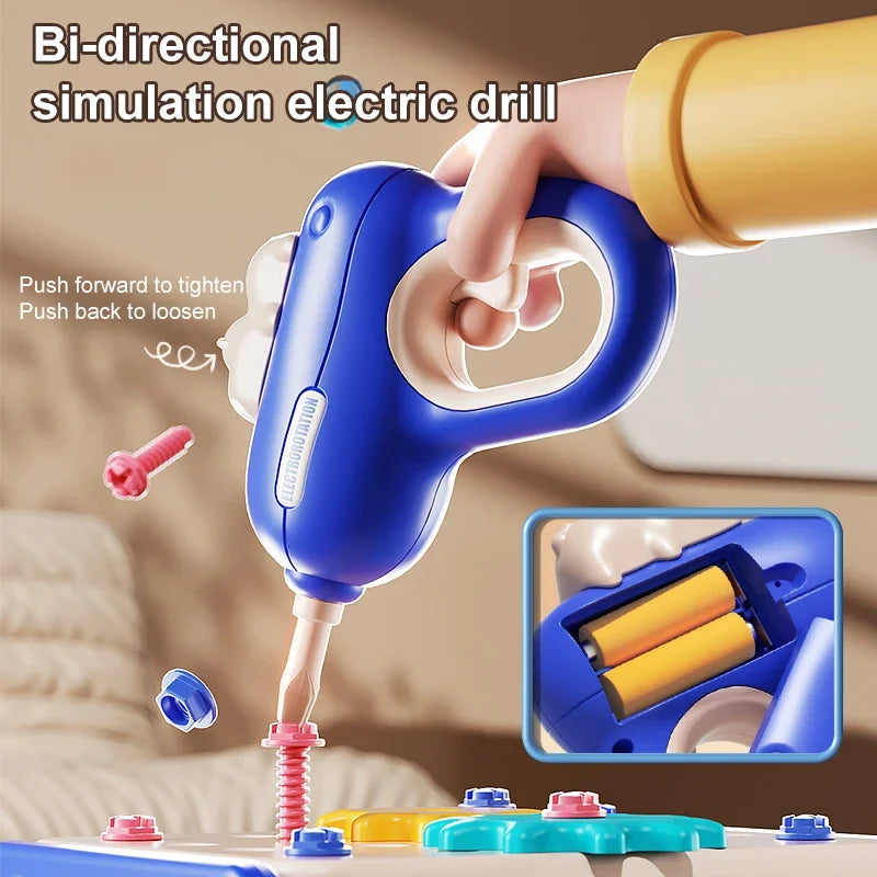 Educational Pretend Play Construction Children Home Toolbox Simulation Drill Screw Removal Puzzle Multi-Functional Assembly Toy