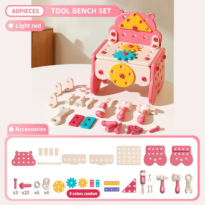 Educational Pretend Play Construction Children Home Toolbox Simulation Drill Screw Removal Puzzle Multi-Functional Assembly Toy