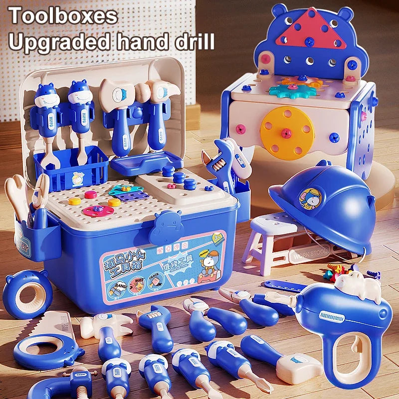 Educational Pretend Play Construction Children Home Toolbox Simulation Drill Screw Removal Puzzle Multi-Functional Assembly Toy