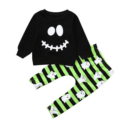Boys long sleeve Halloween smiley two-piece set