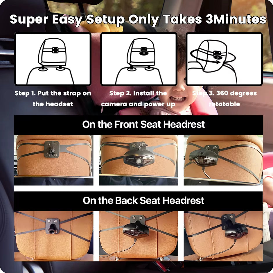 HD 720P WIFI Car Baby Back Seat IR Camera Baby In-Car Surveillances 2.4/5G Wireless Camera for Iphone Ipad Android Phone