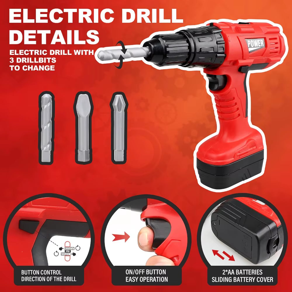 Kids Electric Toy Drill Tool Set - Fun Construction Play Kit for Toddlers and Preschoolers!