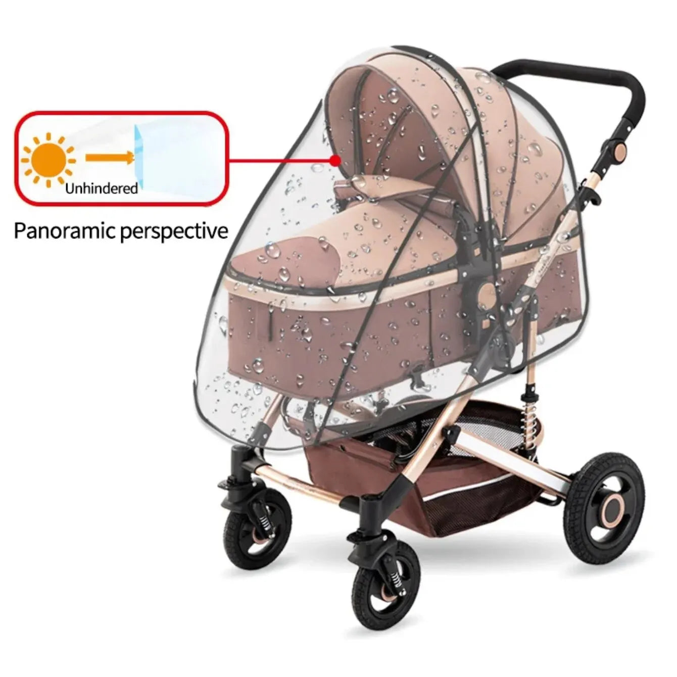 Universal Waterproof Rain Cover for Prams Pram Accessories Transparent Dust Cover Open Zip Umbrella Rainy Season Waterproof