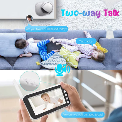 4.3"Baby Monitor with Camera Pan-Tilt-Zoom HD Babyphone 2000Mah Long Battery Life Mobile Baby Camera 2-Way Talk Night Vision VOX