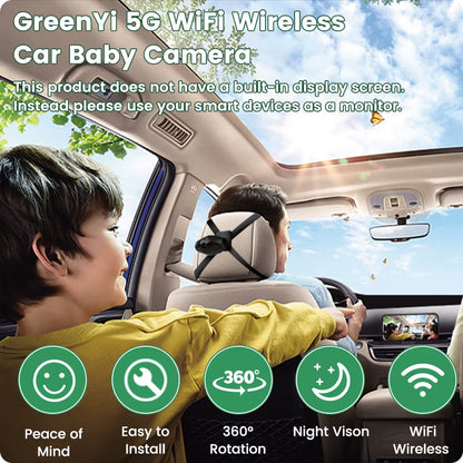 HD 720P WIFI Car Baby Back Seat IR Camera Baby In-Car Surveillances 2.4/5G Wireless Camera for Iphone Ipad Android Phone